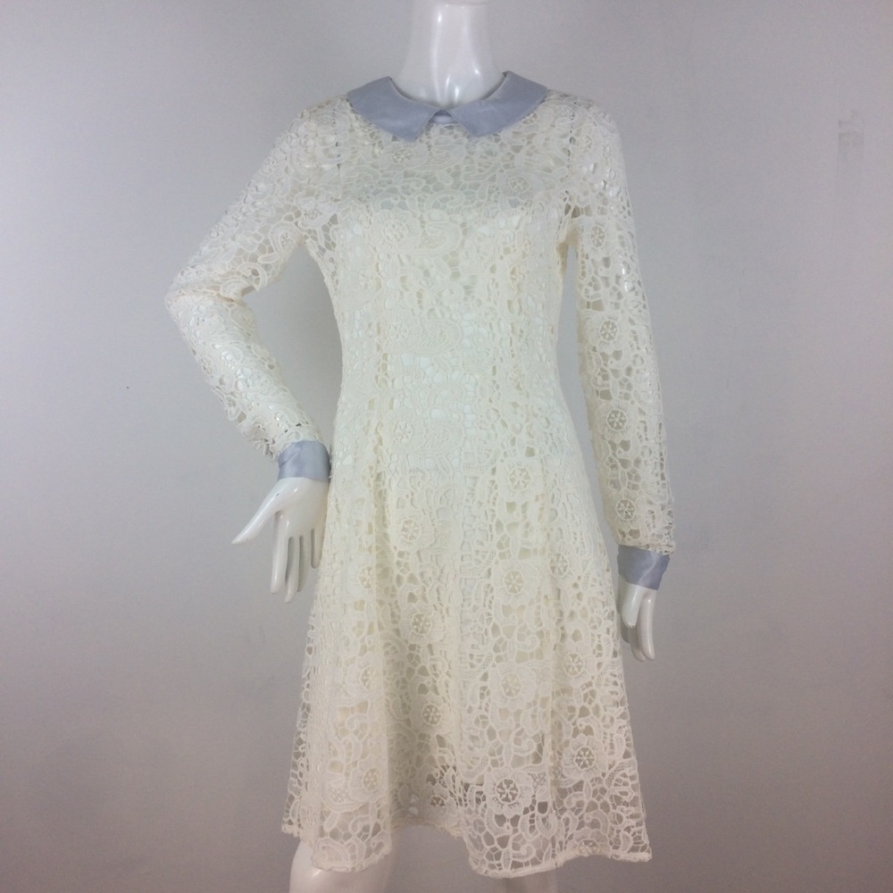 ModCloth white Lace/Satin midi dress - Small